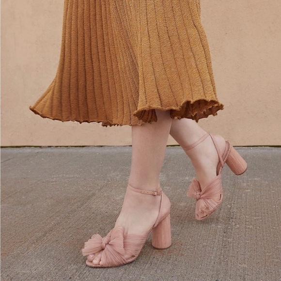 Loeffler Randall light pink sling back shoes camellia sandals chunky heels - Picture 13 of 13